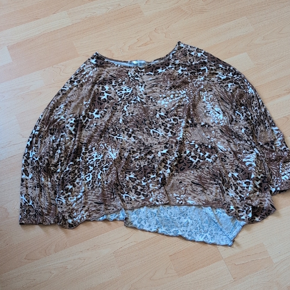 Kaktus Leopard Print Top - Brown, Black & Cream
